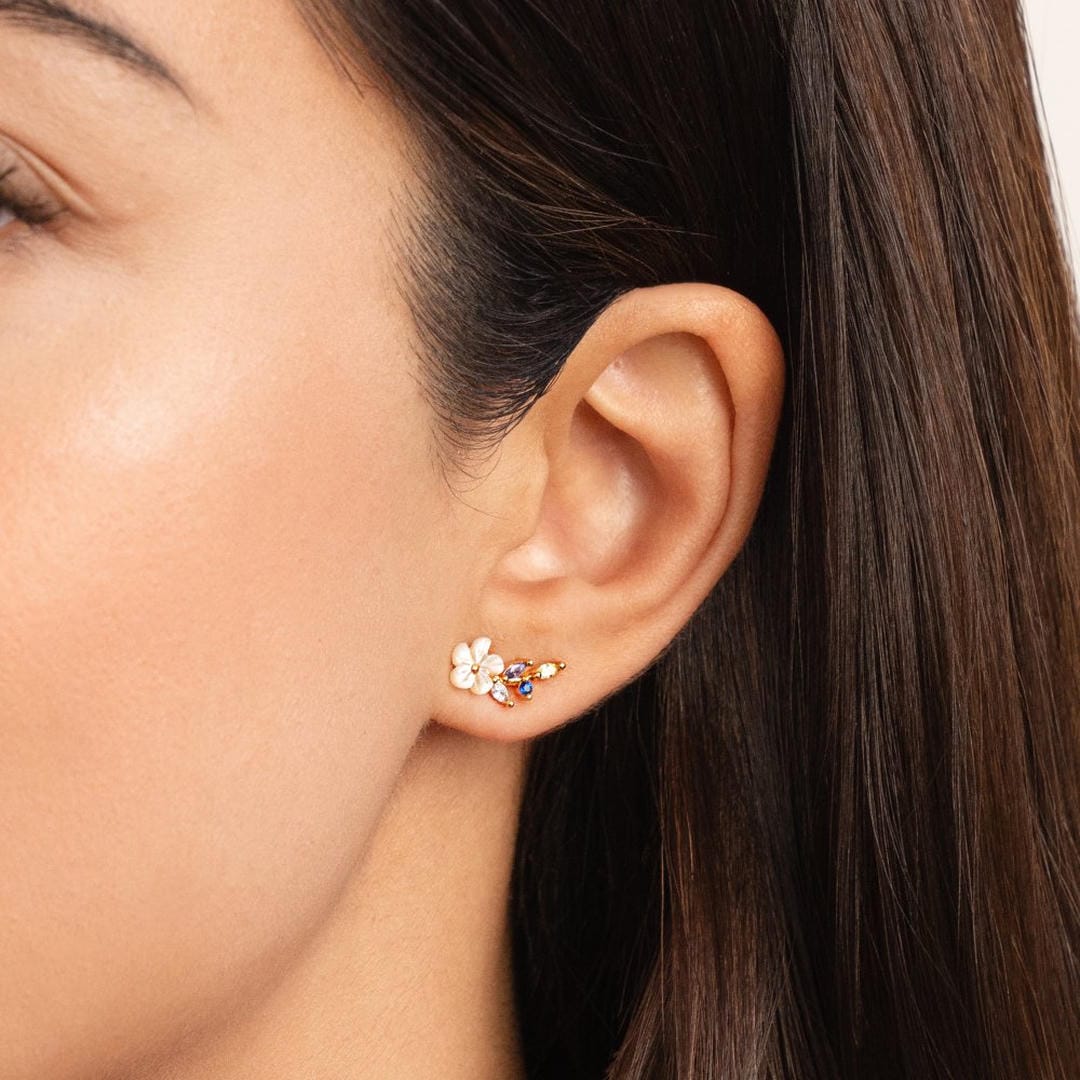 Pendientes Flor Blanca Cristal