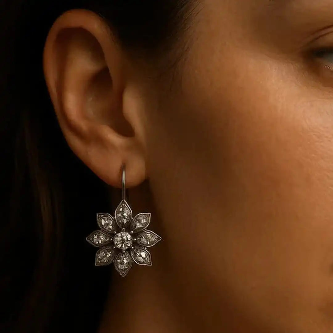 Pendientes de flor de cristal vintage
