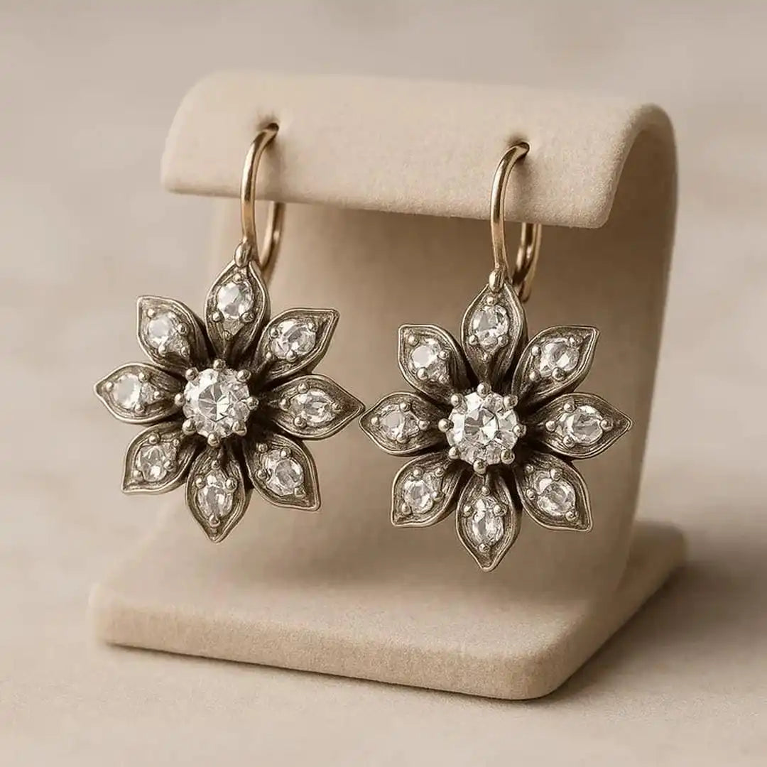 Pendientes de flor de cristal vintage