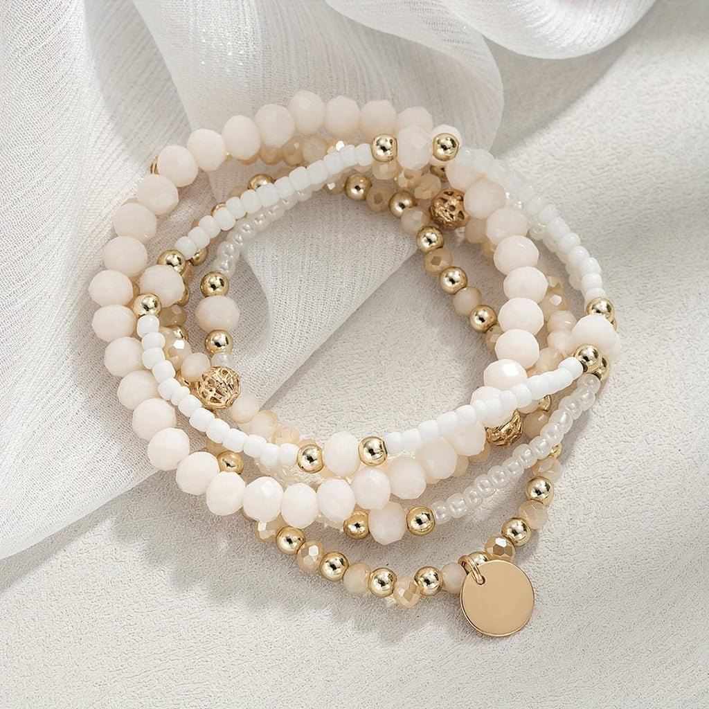 Pulsera con abalorios de crema costera