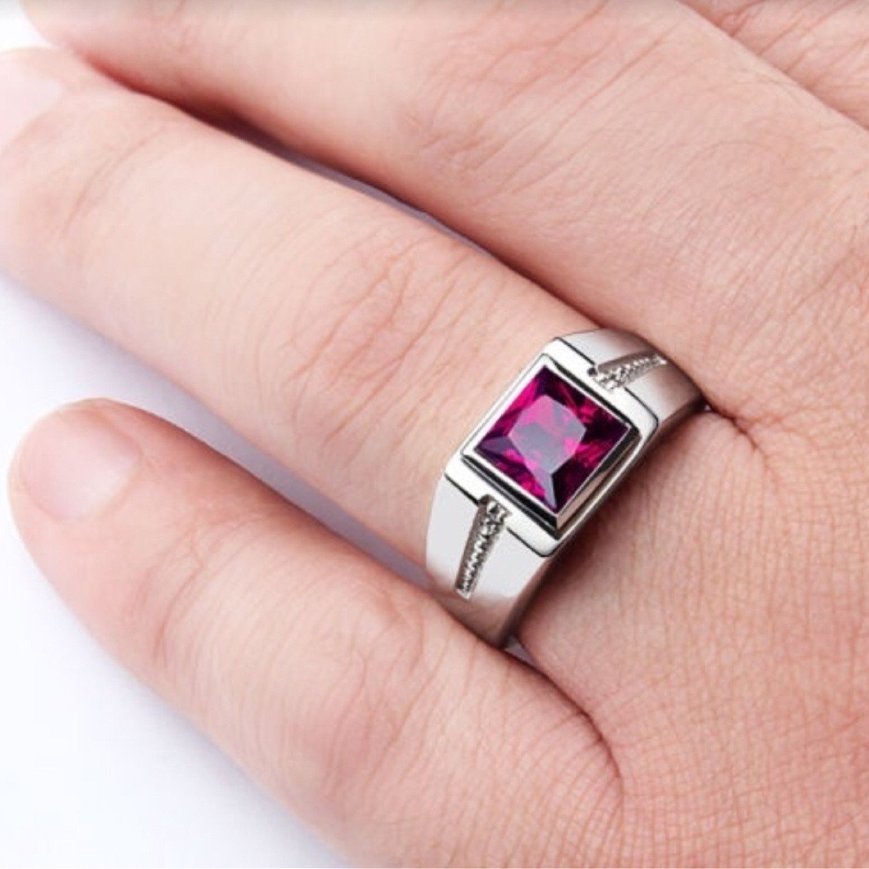 Anillo cuadrado de cristal vintage