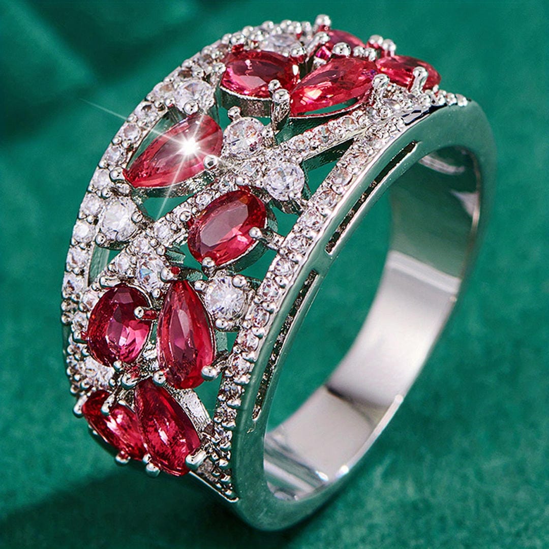Anillo de racimo tipo marquesa pavé vintage