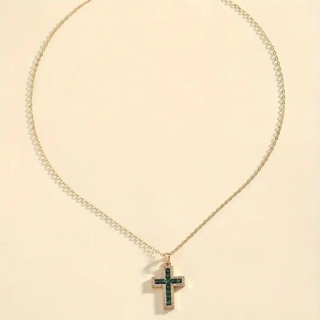 Colgante Cruz Esmeralda de Oro