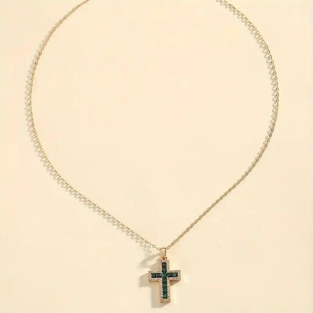 Colgante Cruz Esmeralda de Oro