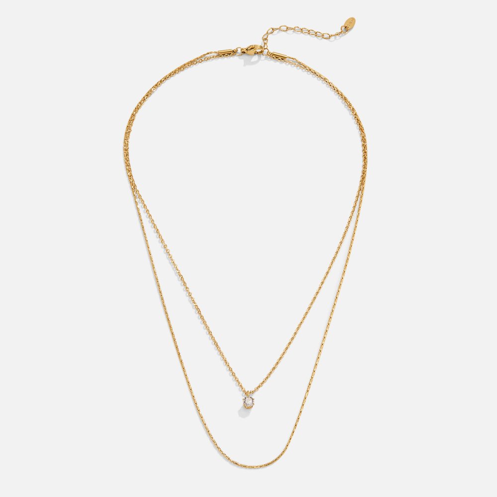 Collar en capas Dina de cristal y oro