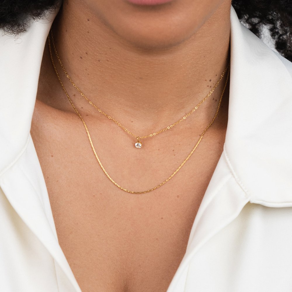 Collar en capas Dina de cristal y oro