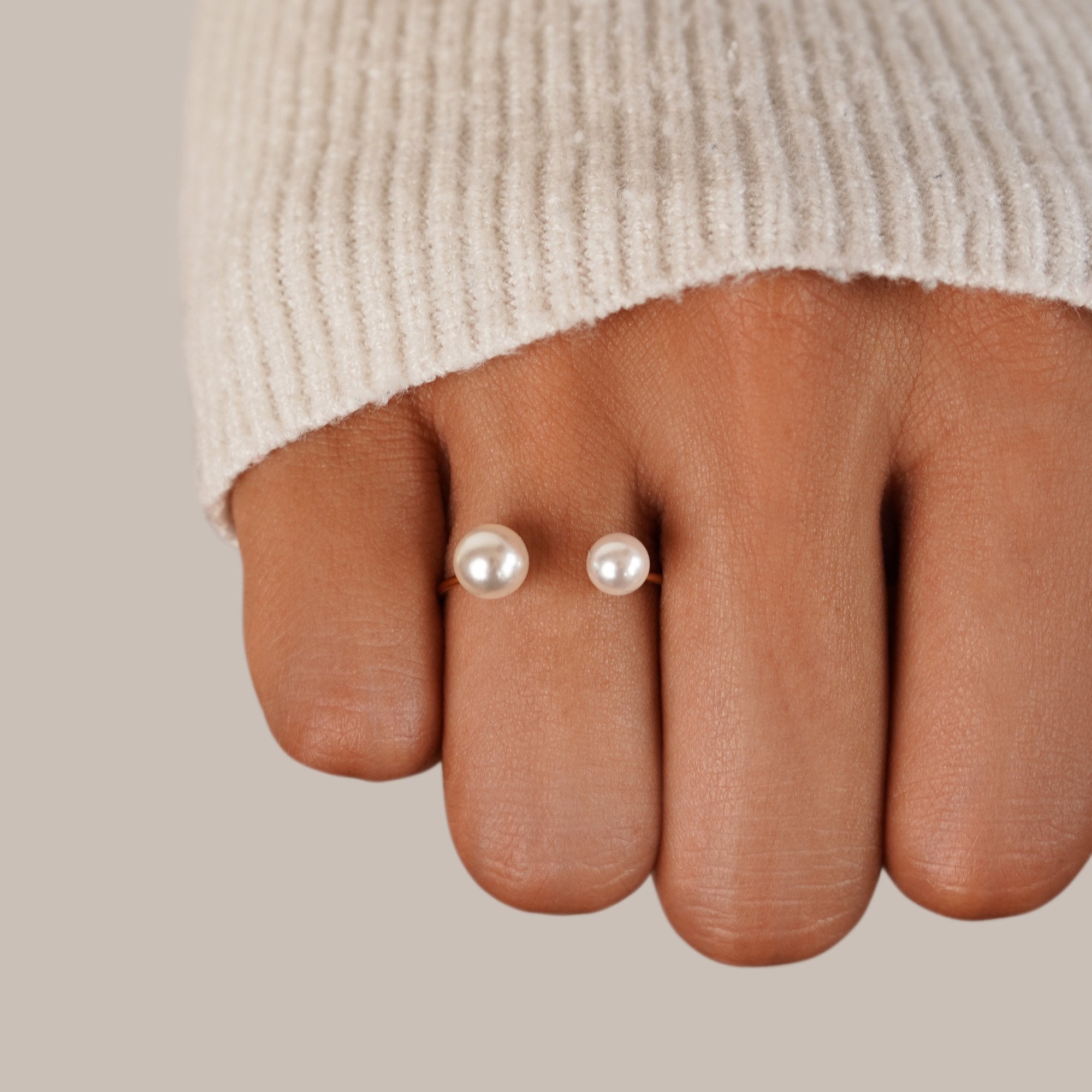 Anillo Durya de Doble Perla Enrollado