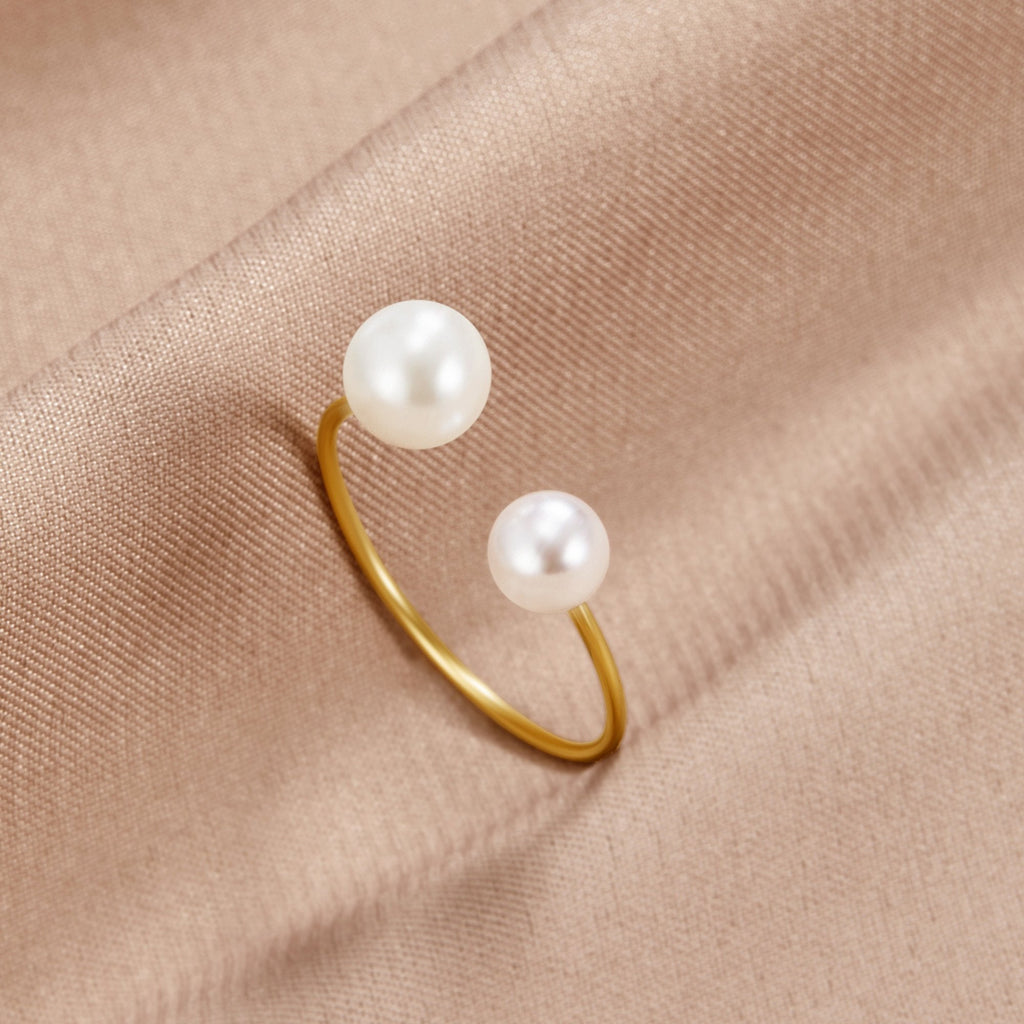 Anillo Durya de Doble Perla Enrollado
