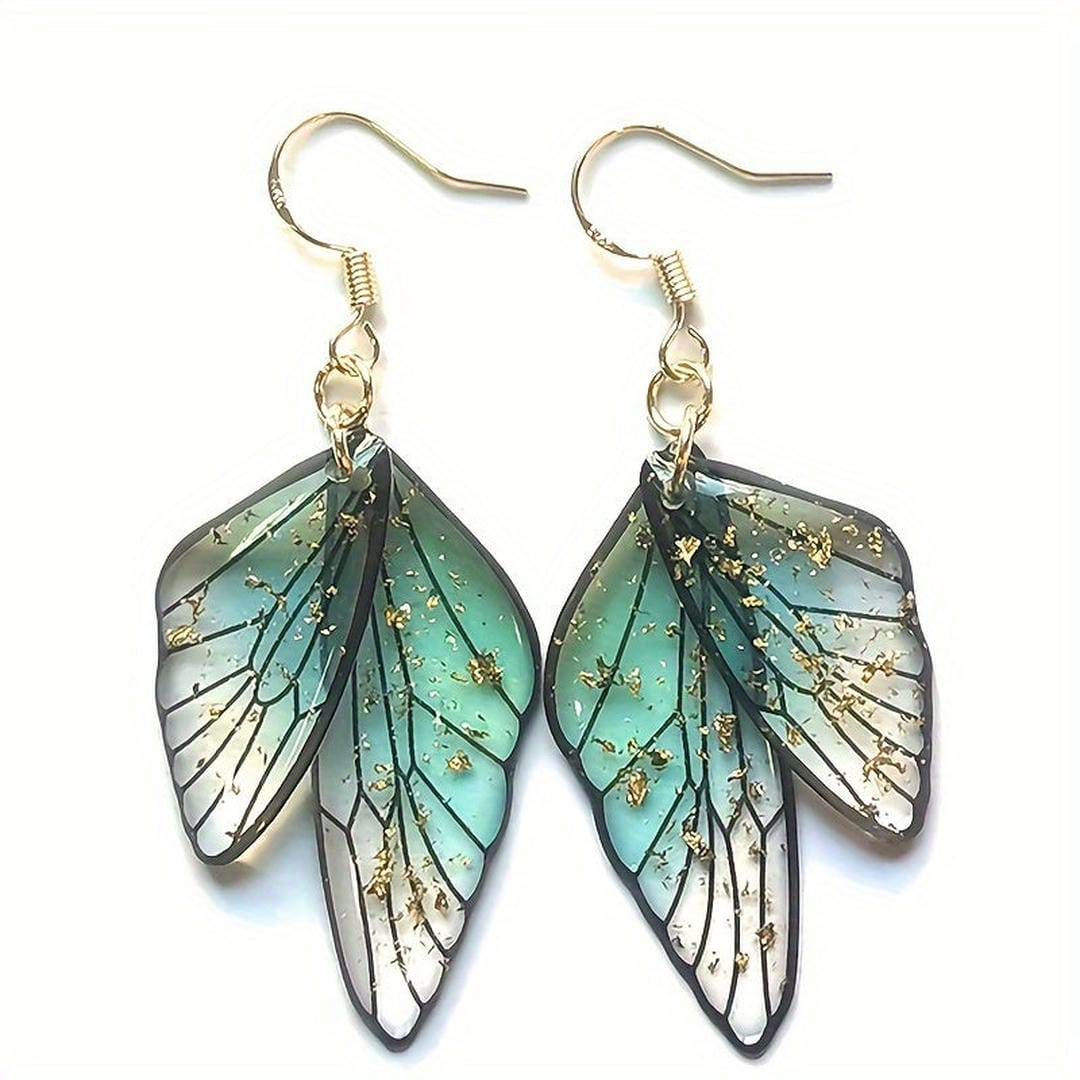 Pendientes Colgantes de Resina con Alas de Mariposa