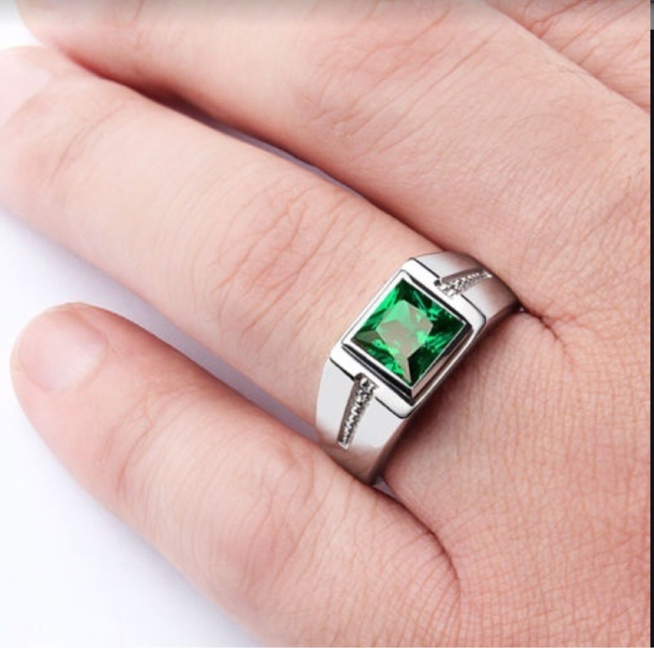 Anillo cuadrado de cristal vintage