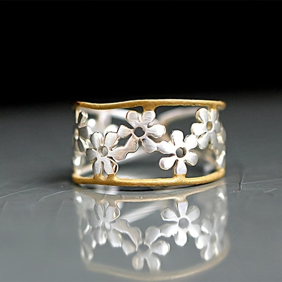Anillo de margarita ajustable de esmalte