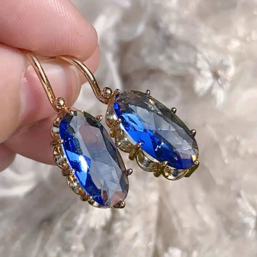 Pendientes de Oro Golden Blue Bloom