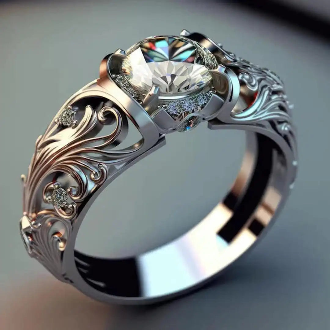 Anillo de plata con cristal exótico