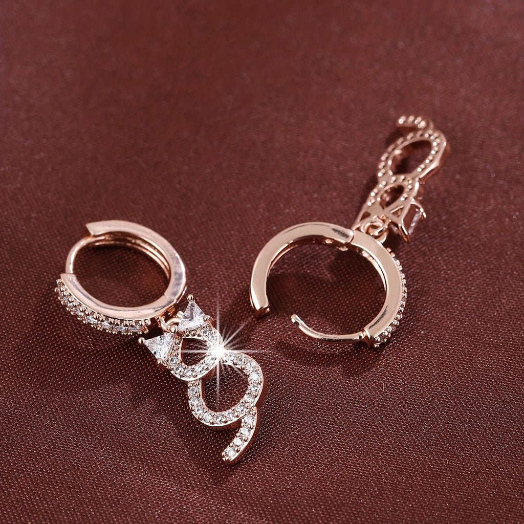 Pendientes de aro colgantes Gato de cristal