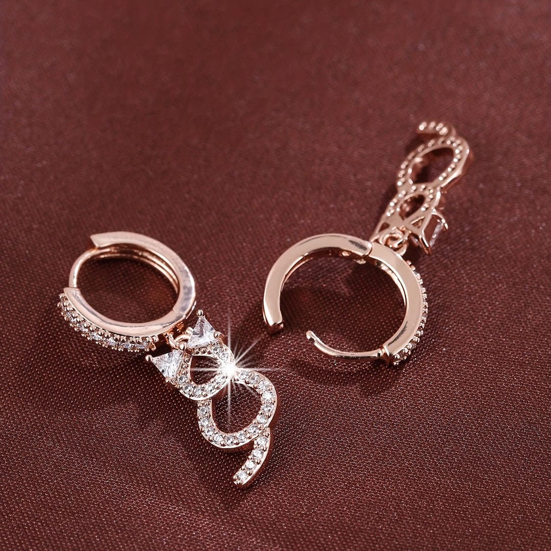 Pendientes de aro colgantes Gato de cristal