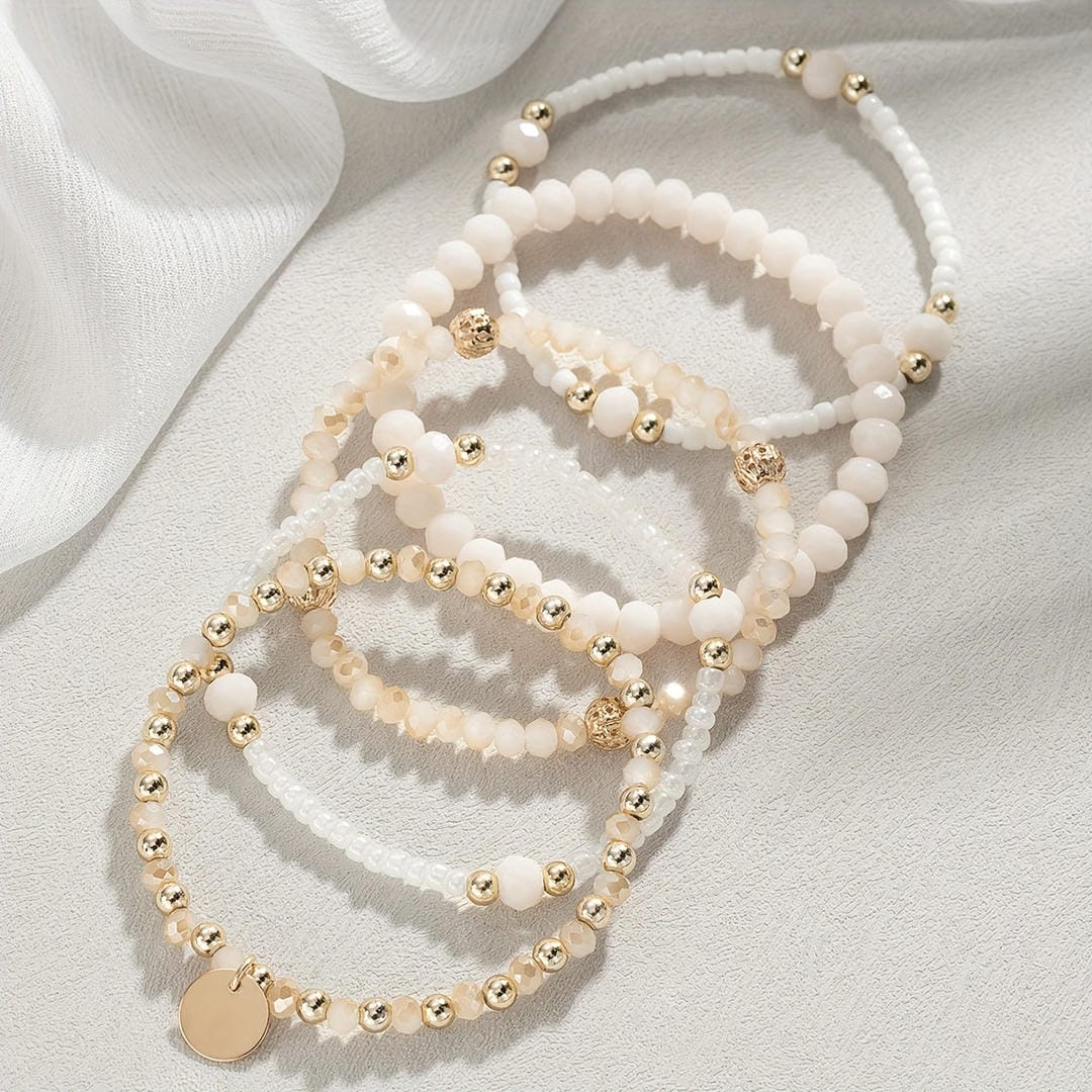 Pulsera con abalorios de crema costera