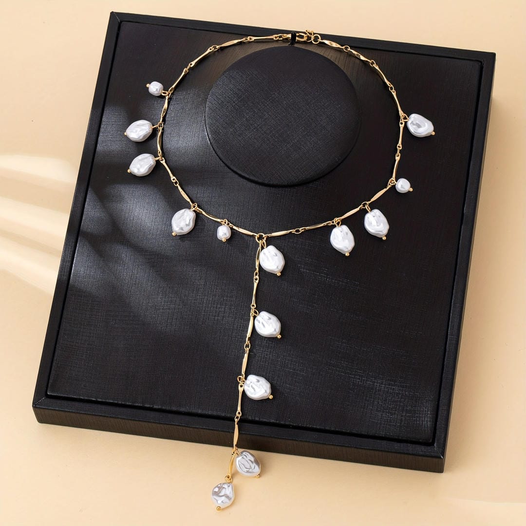 Collar Y-Lariat Cascada de Perlas