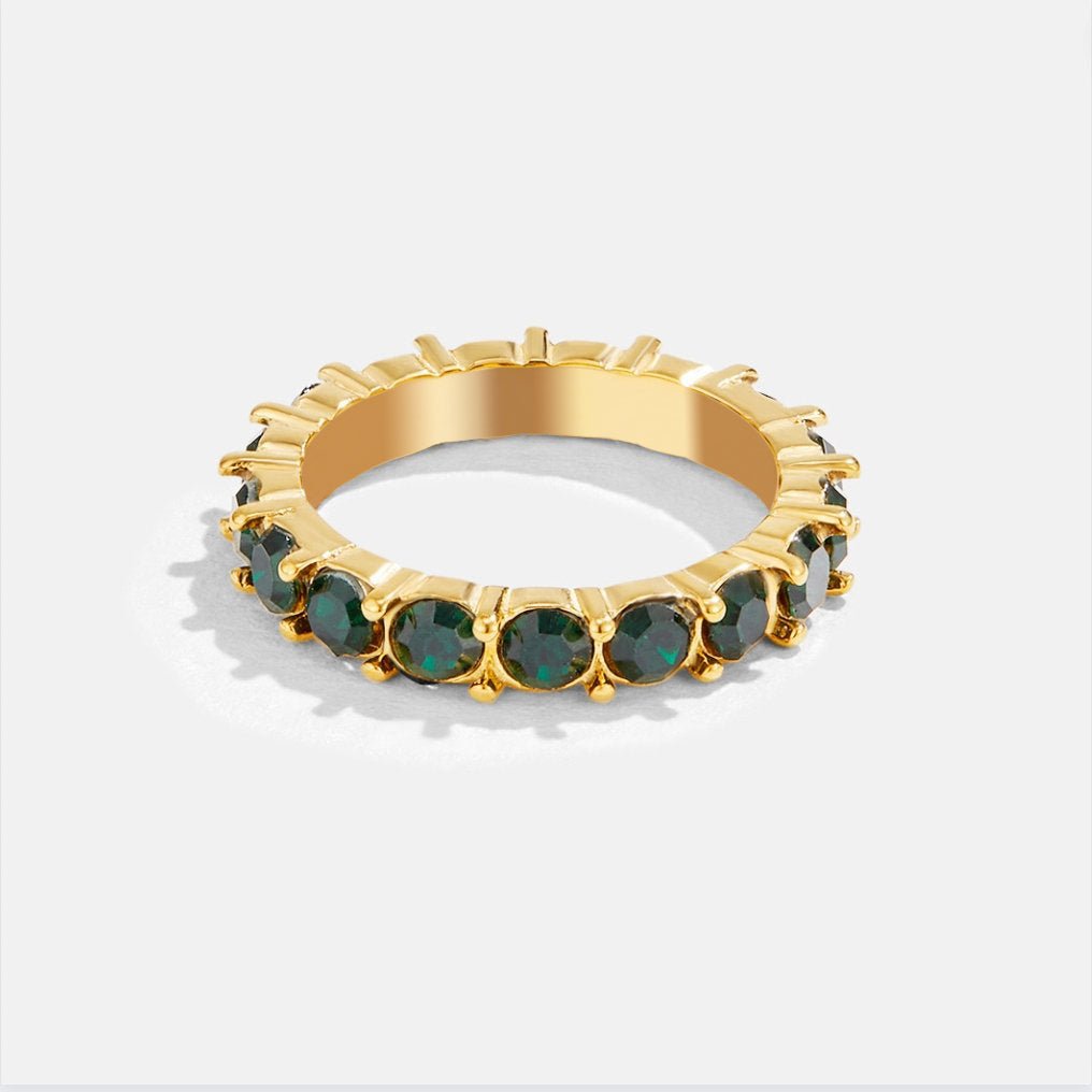 Anillo de cristal Esmeralda de 18K