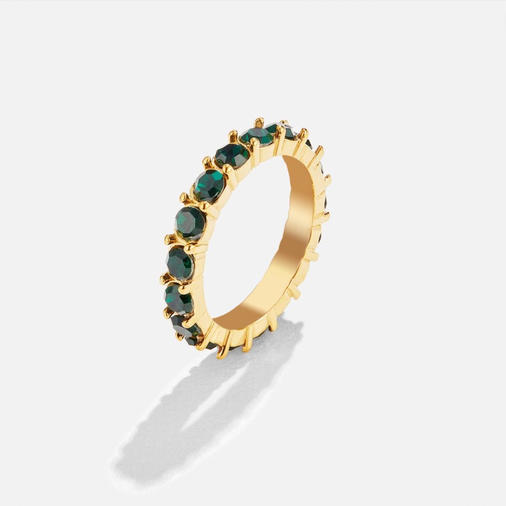 Anillo de cristal Esmeralda de 18K