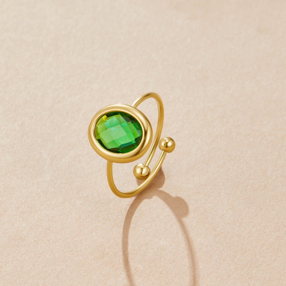 Anillo de Oro con Cristal Verde Esmeralda