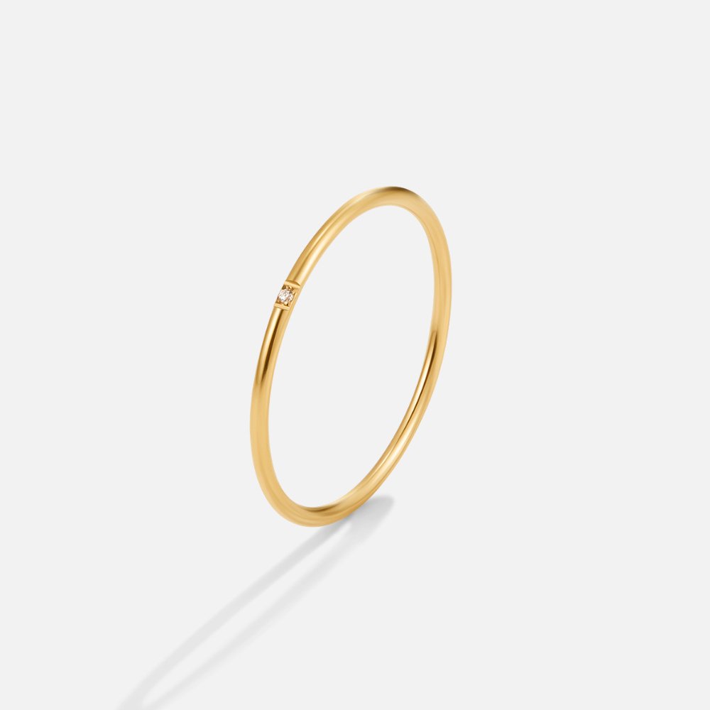 Anillo de banda Eula de oro y cristal