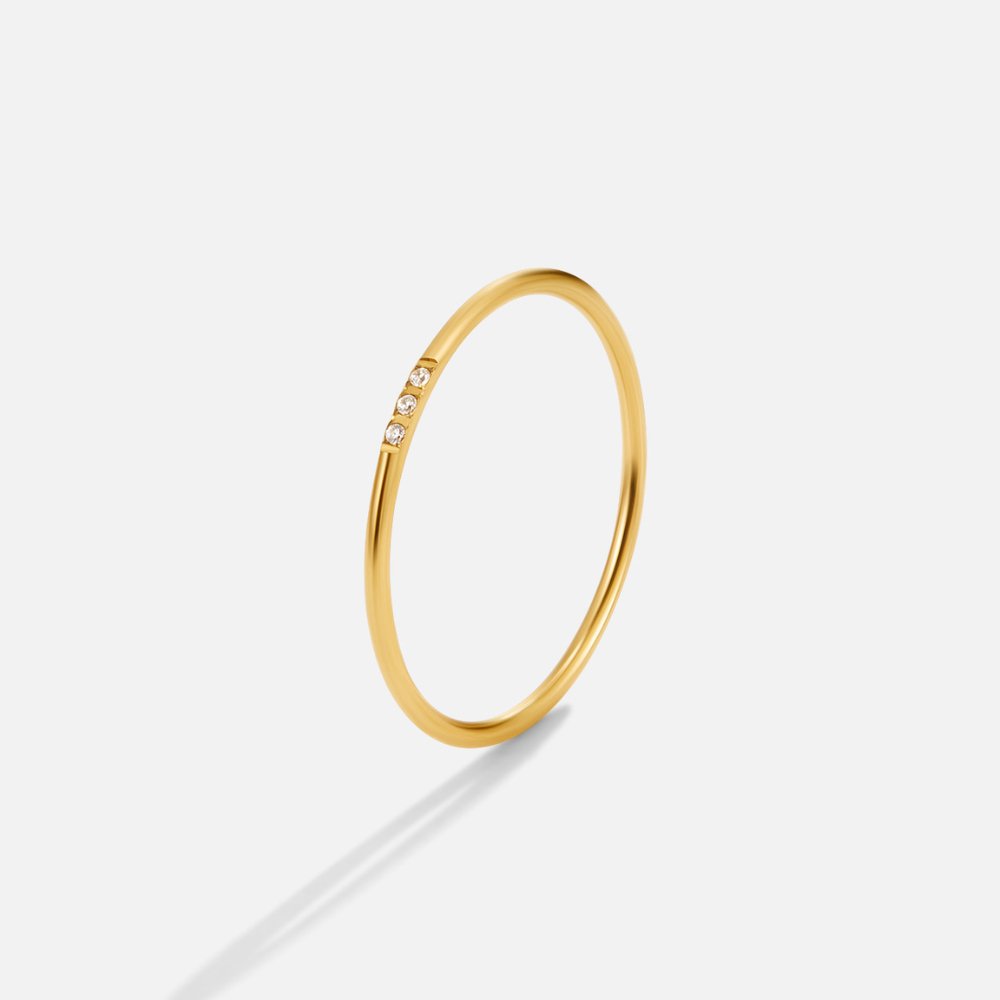 Anillo de banda Eula de oro y cristal