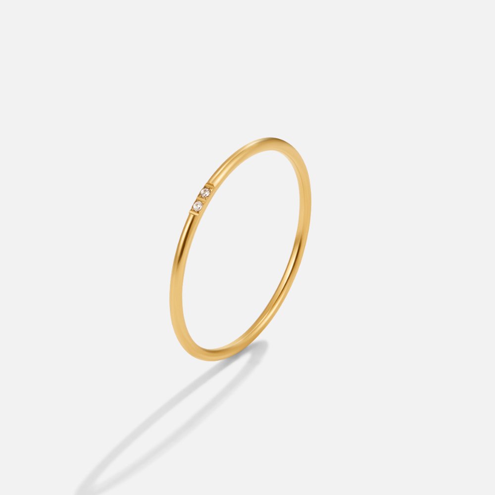 Anillo de banda Eula de oro y cristal