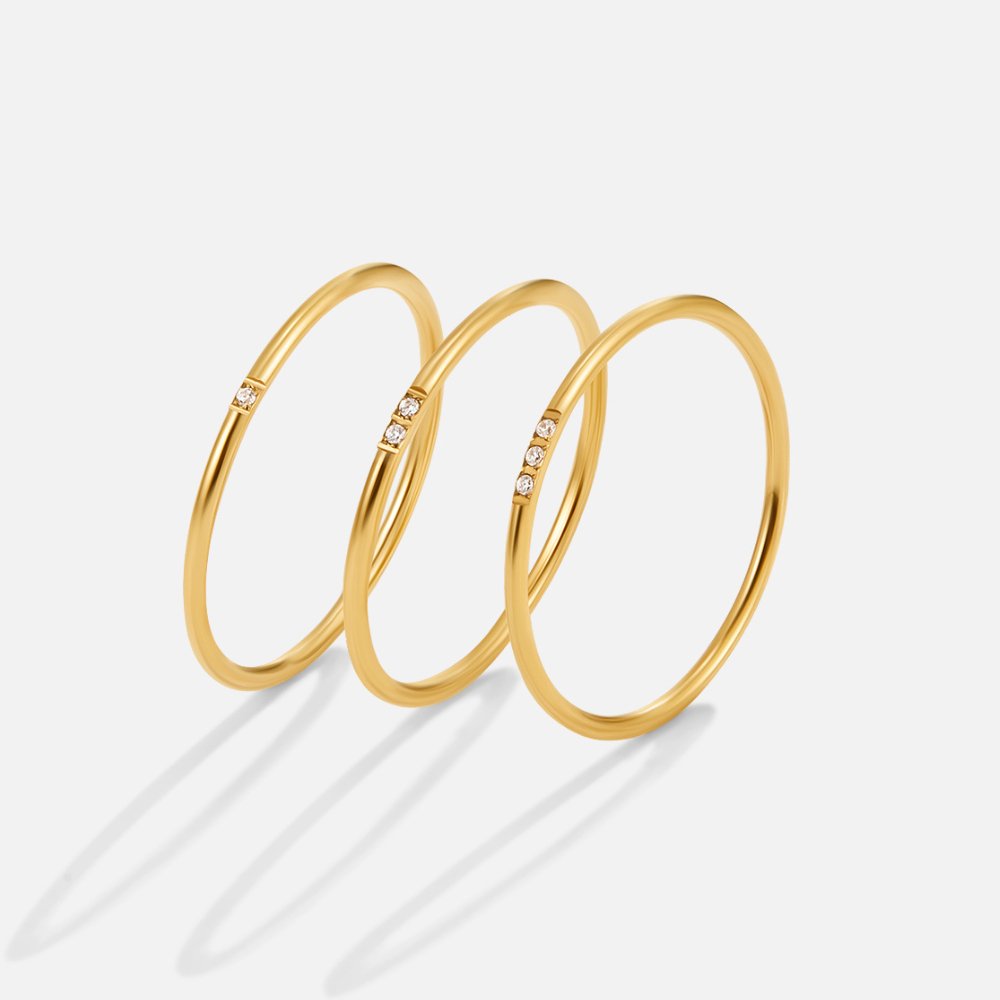 Anillo de banda Eula de oro y cristal