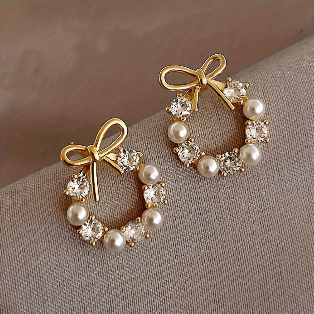 Pendientes de Lazo Halo Perla