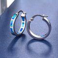Pendientes de aro circulares de ópalo de fuego azul elegantes