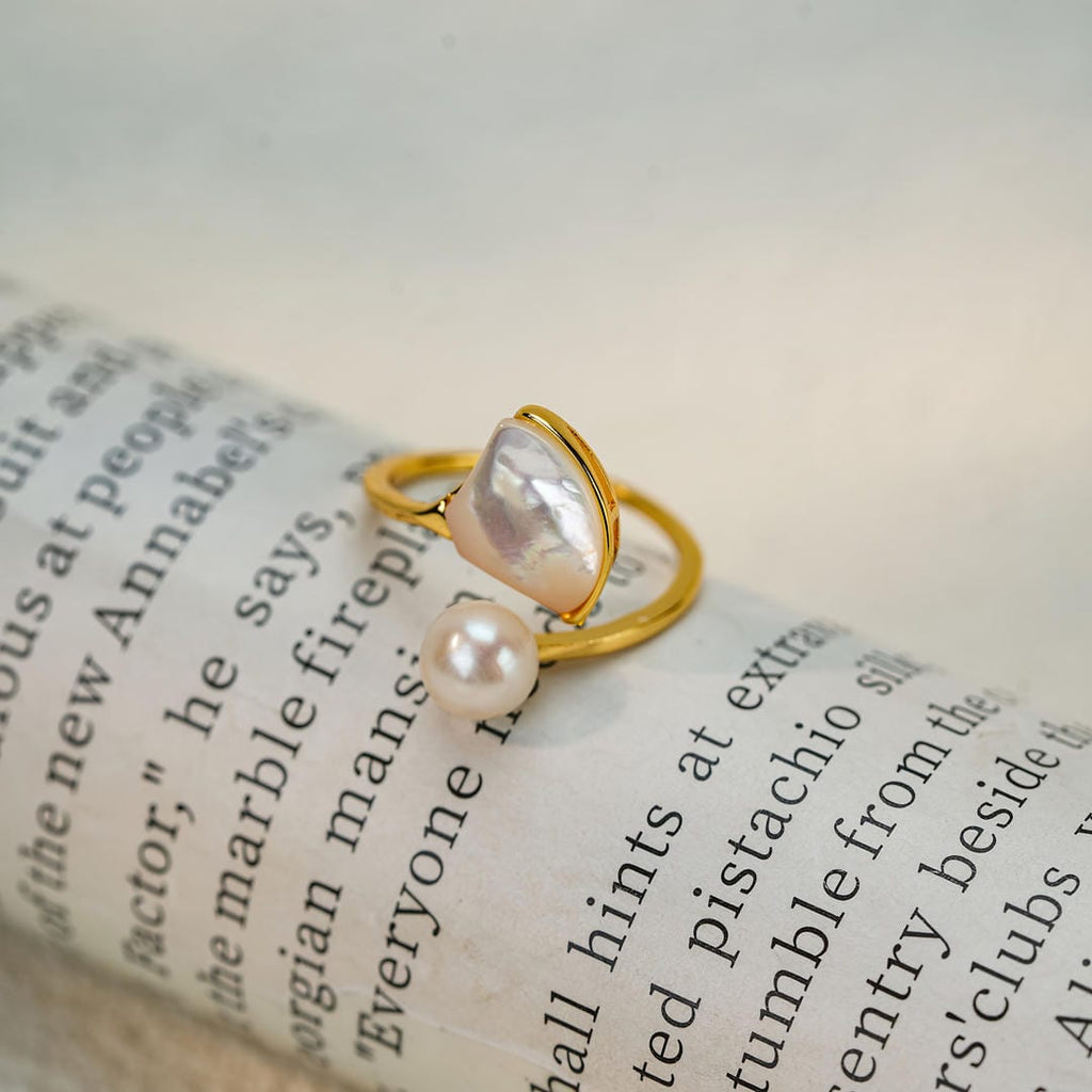 Anillo de envoltura Duo Pearl abierto