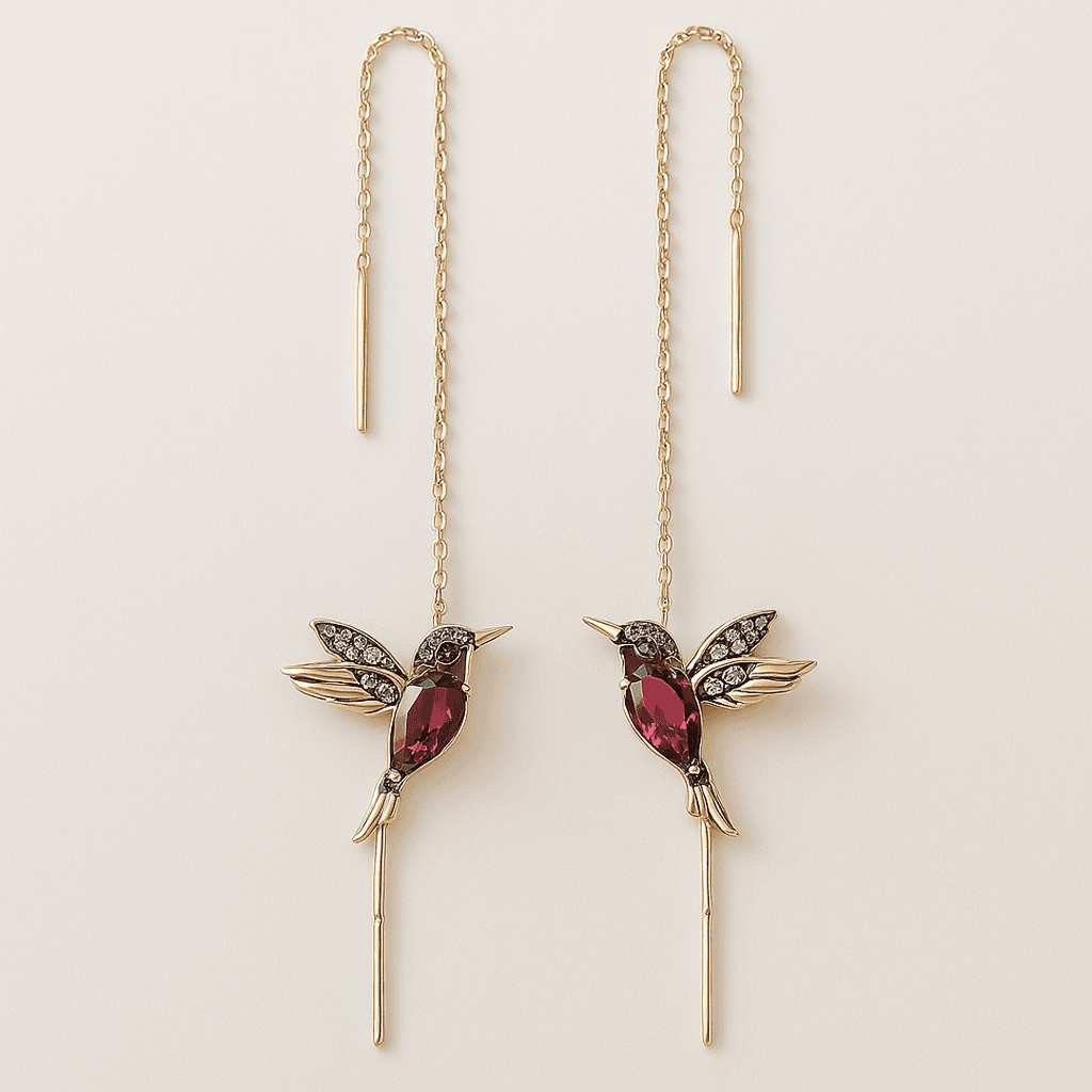 Pendientes de colibrí con esmalte y circonita