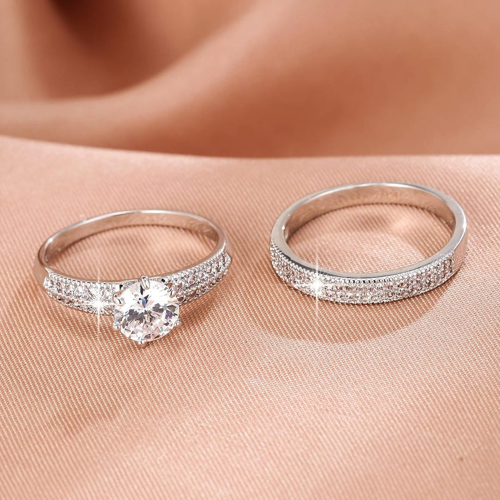 Conjunto de anillos de pavé redondos