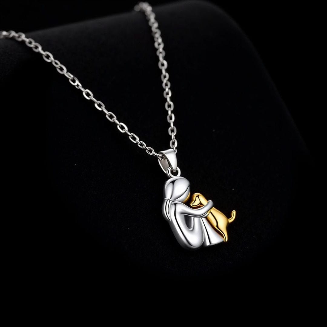 Collar con colgante de abrazo + Pendientes de regalo