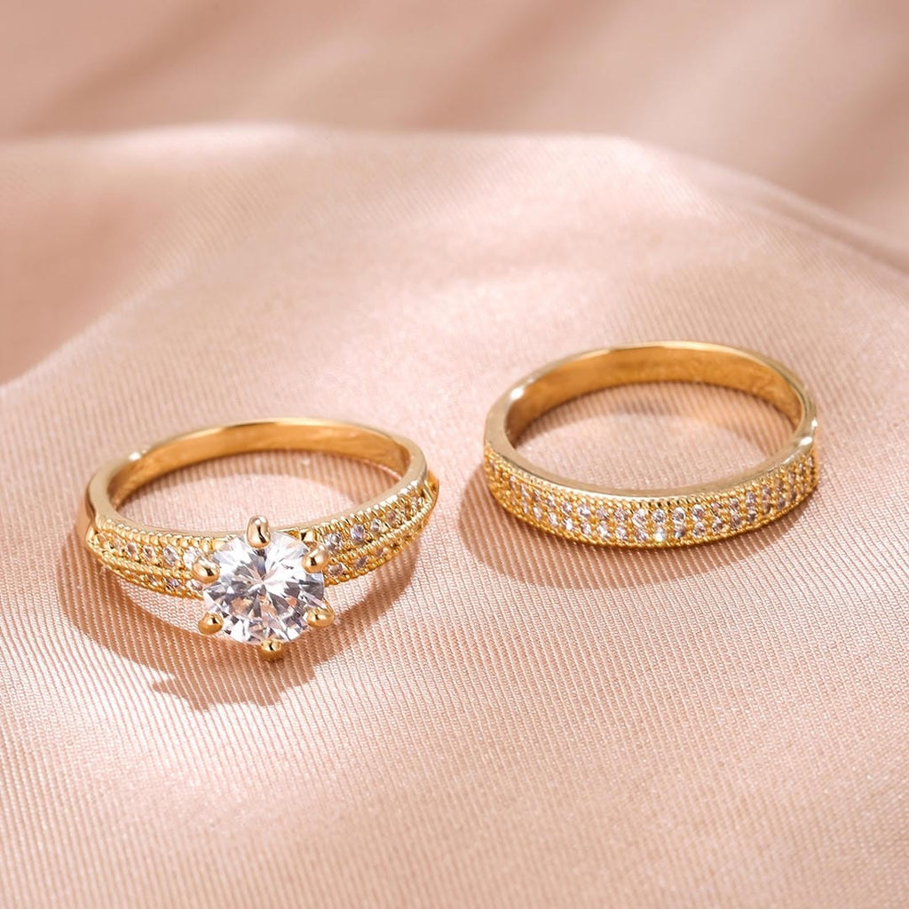 Conjunto de anillos de pavé redondos
