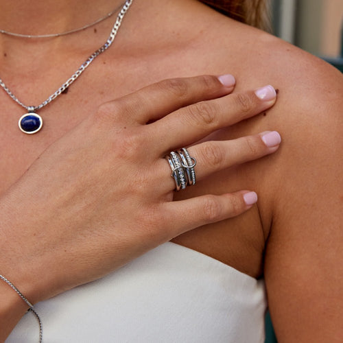 Anillo de cristal y plata "Para siempre"