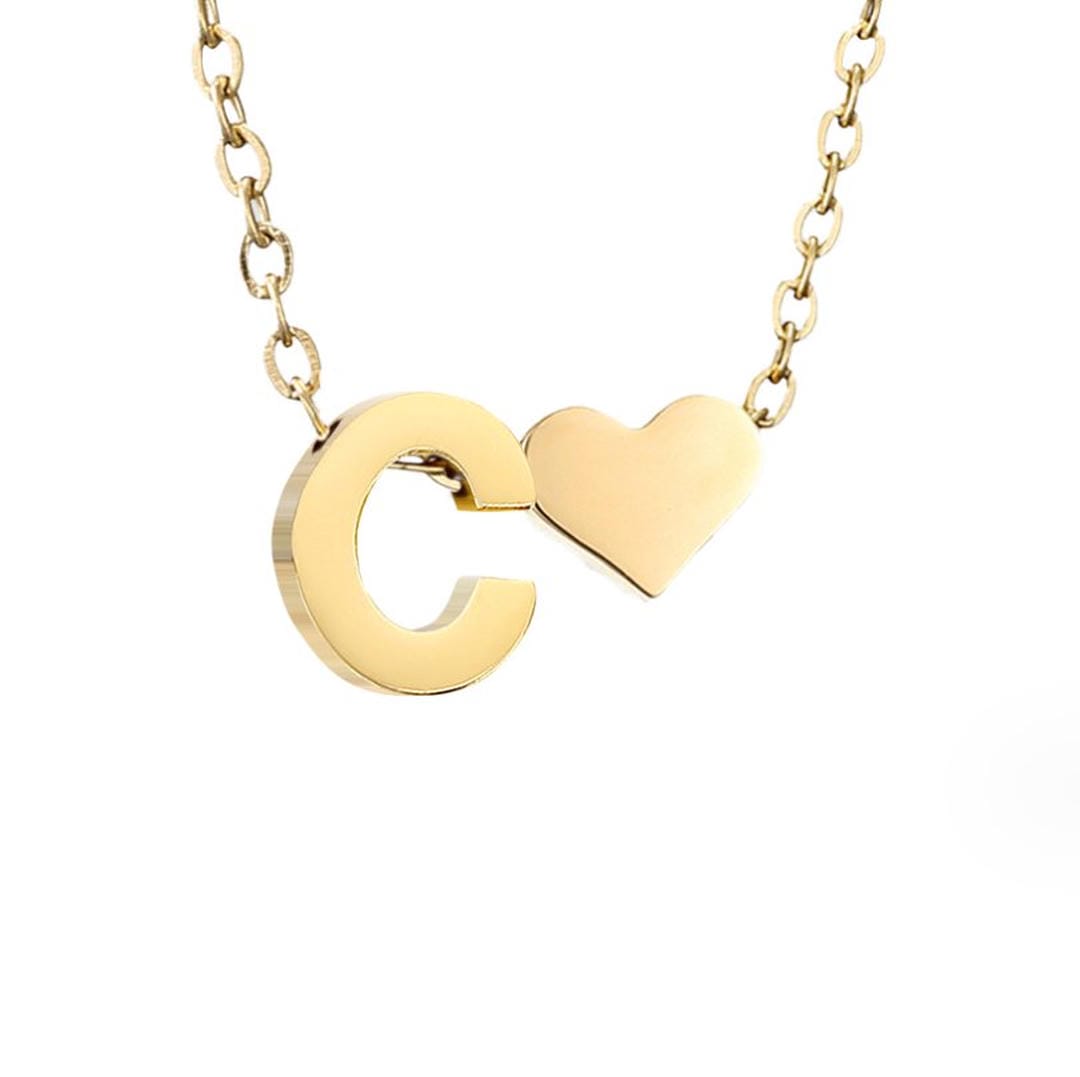 Collar de oro con inicial y corazón personalizado