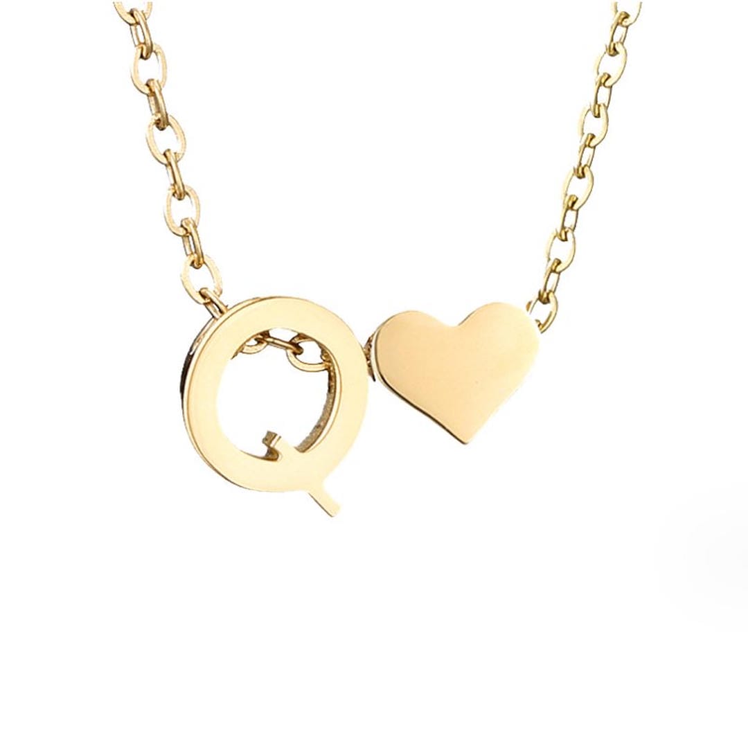 Collar de oro con inicial y corazón personalizado