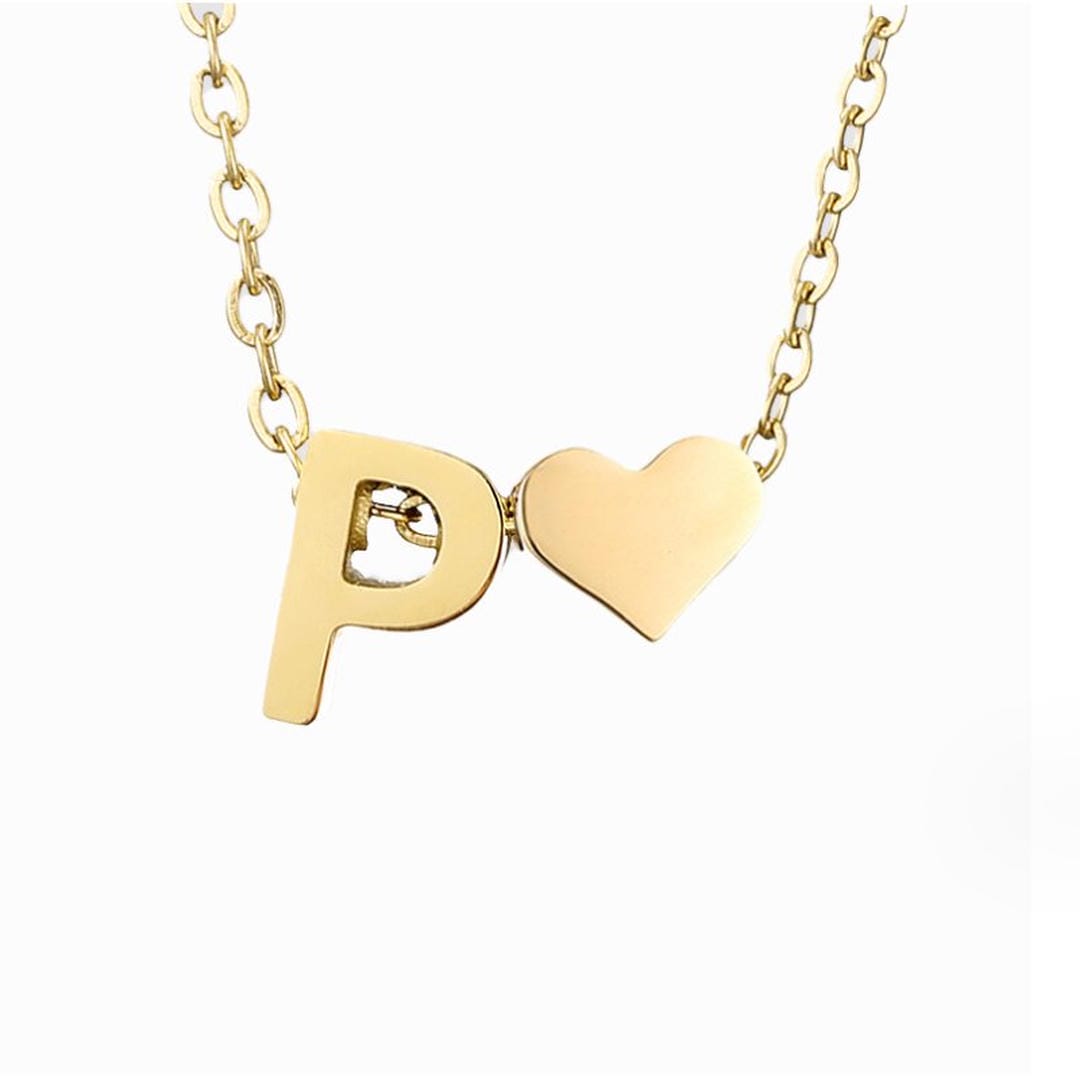 Collar de oro con inicial y corazón personalizado