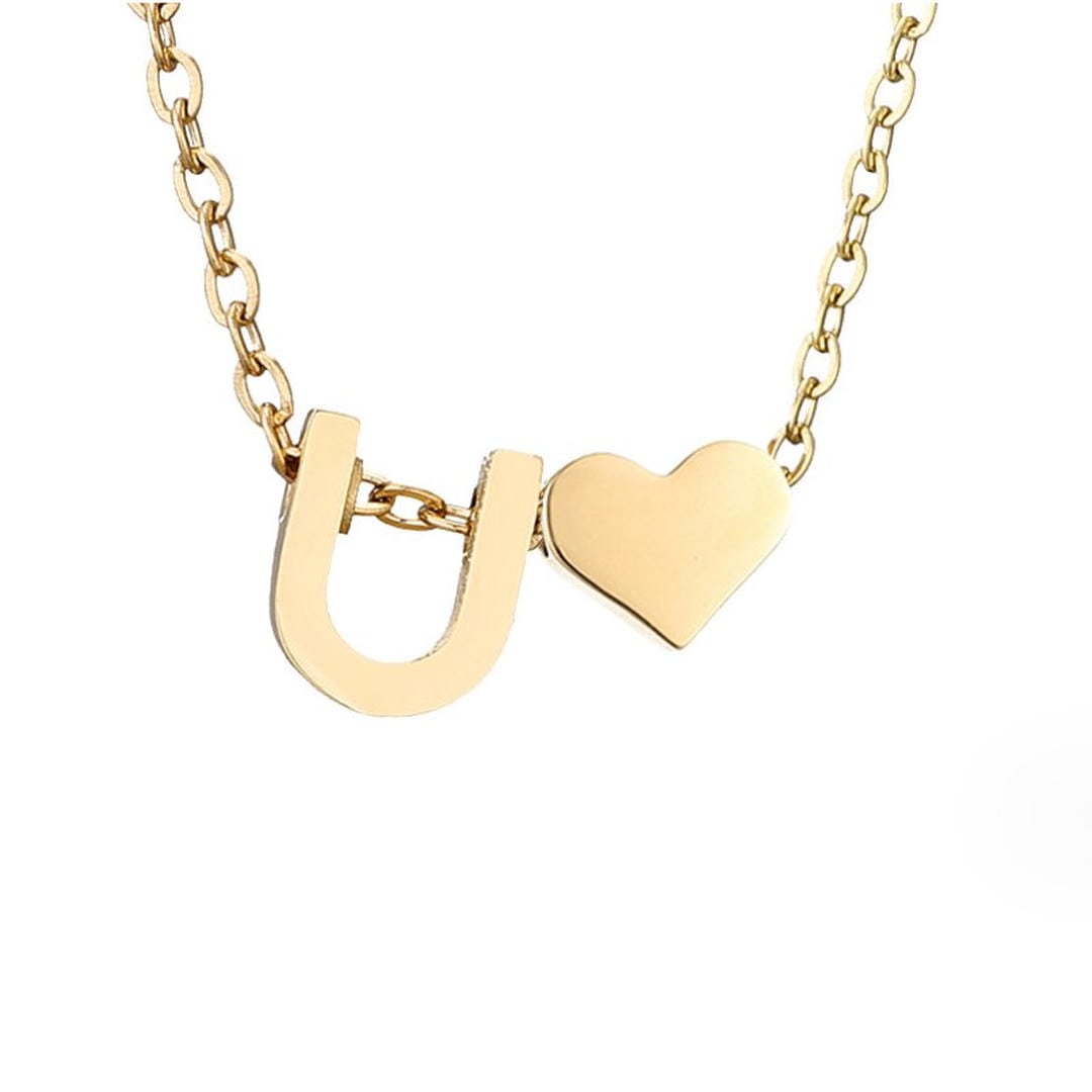Collar de oro con inicial y corazón personalizado