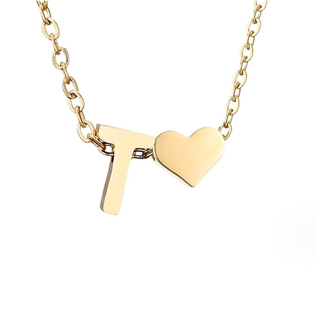 Collar de oro con inicial y corazón personalizado