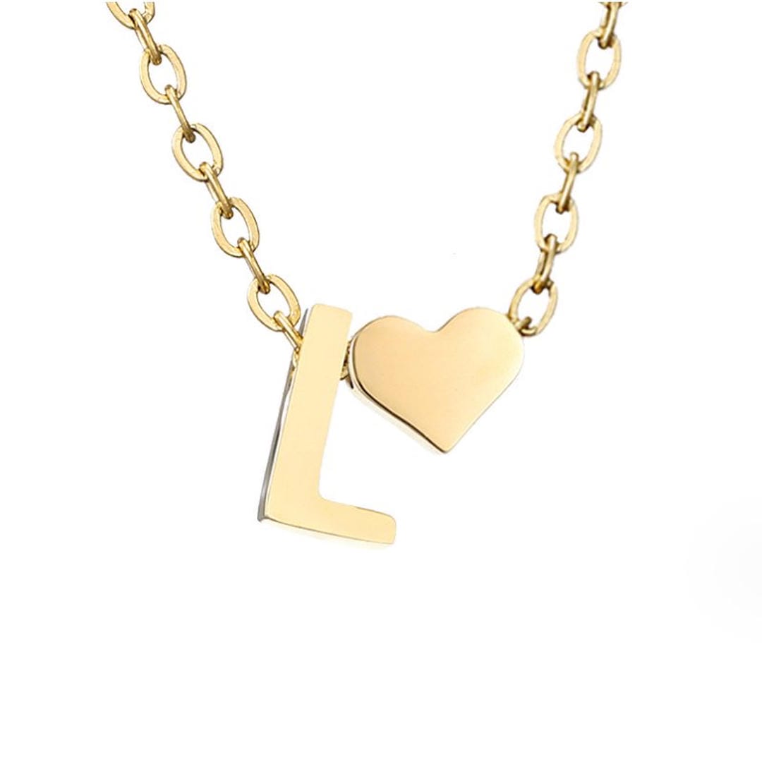 Collar de oro con inicial y corazón personalizado