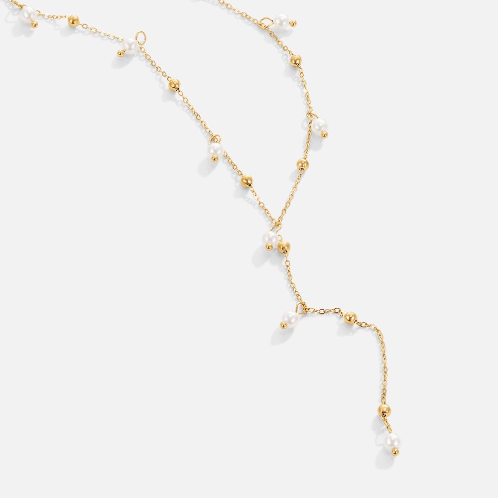 Collar lariat con perla colgante