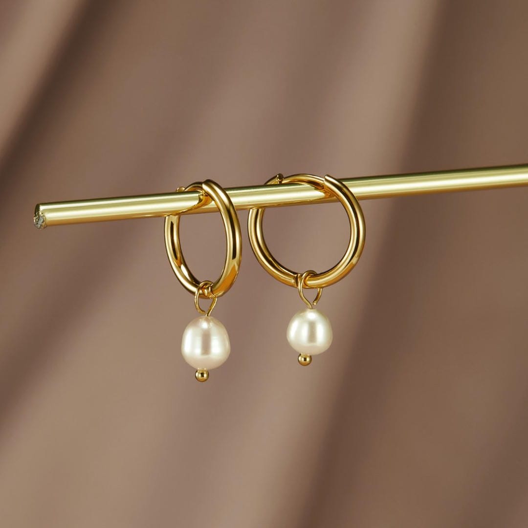 Pendientes colgantes de perlas de agua dulce