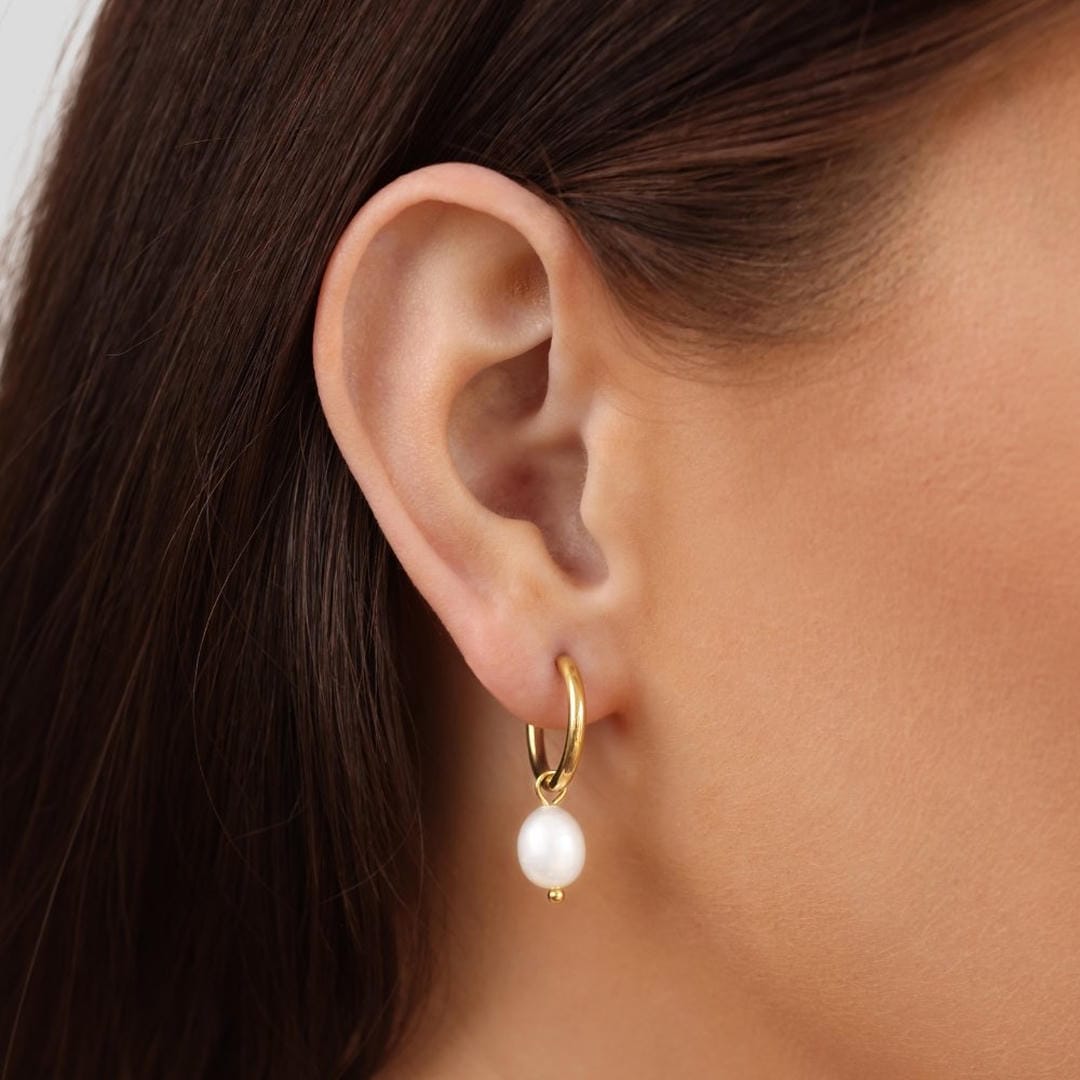 Pendientes colgantes de perlas de agua dulce
