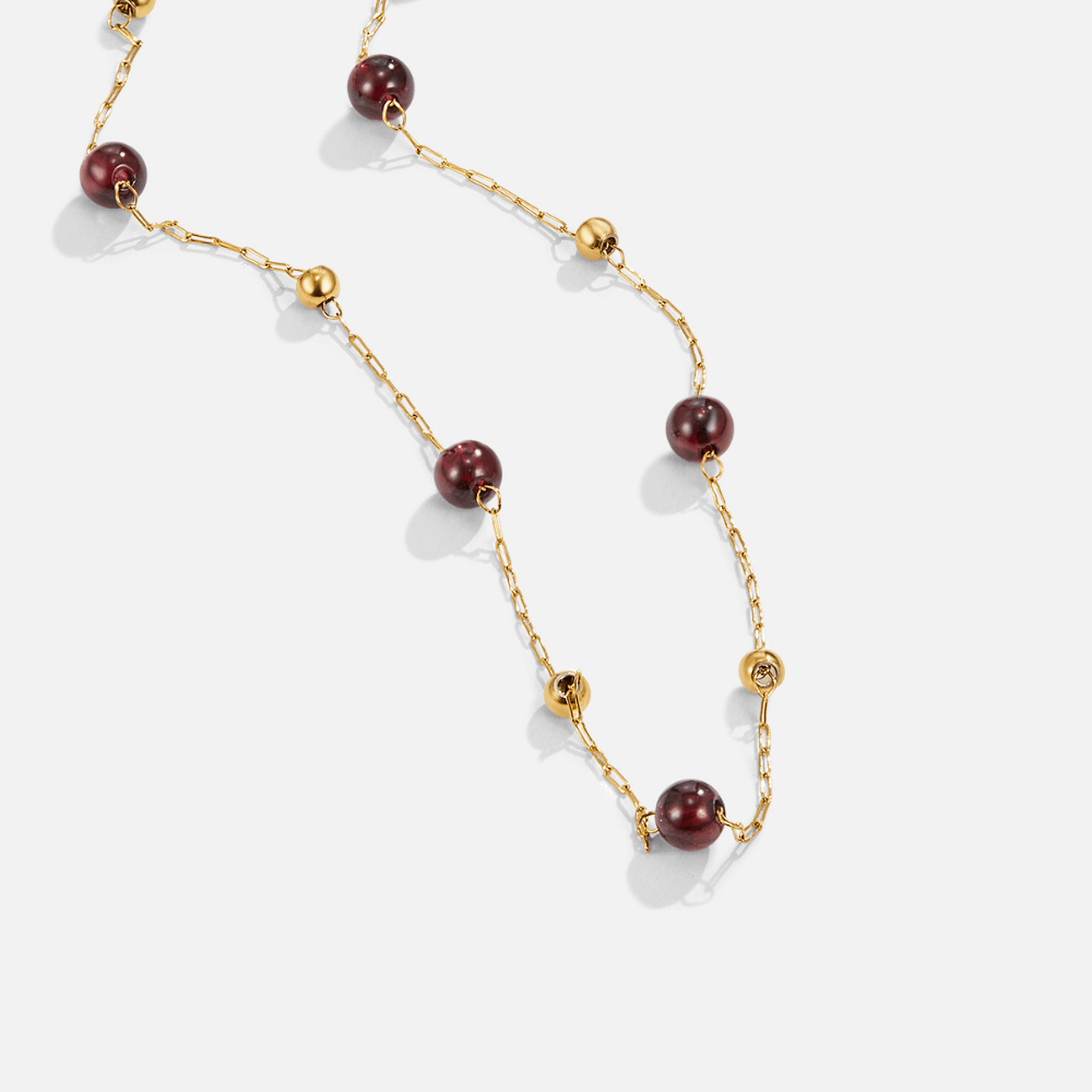 Collar de cuentas granate rojo vino