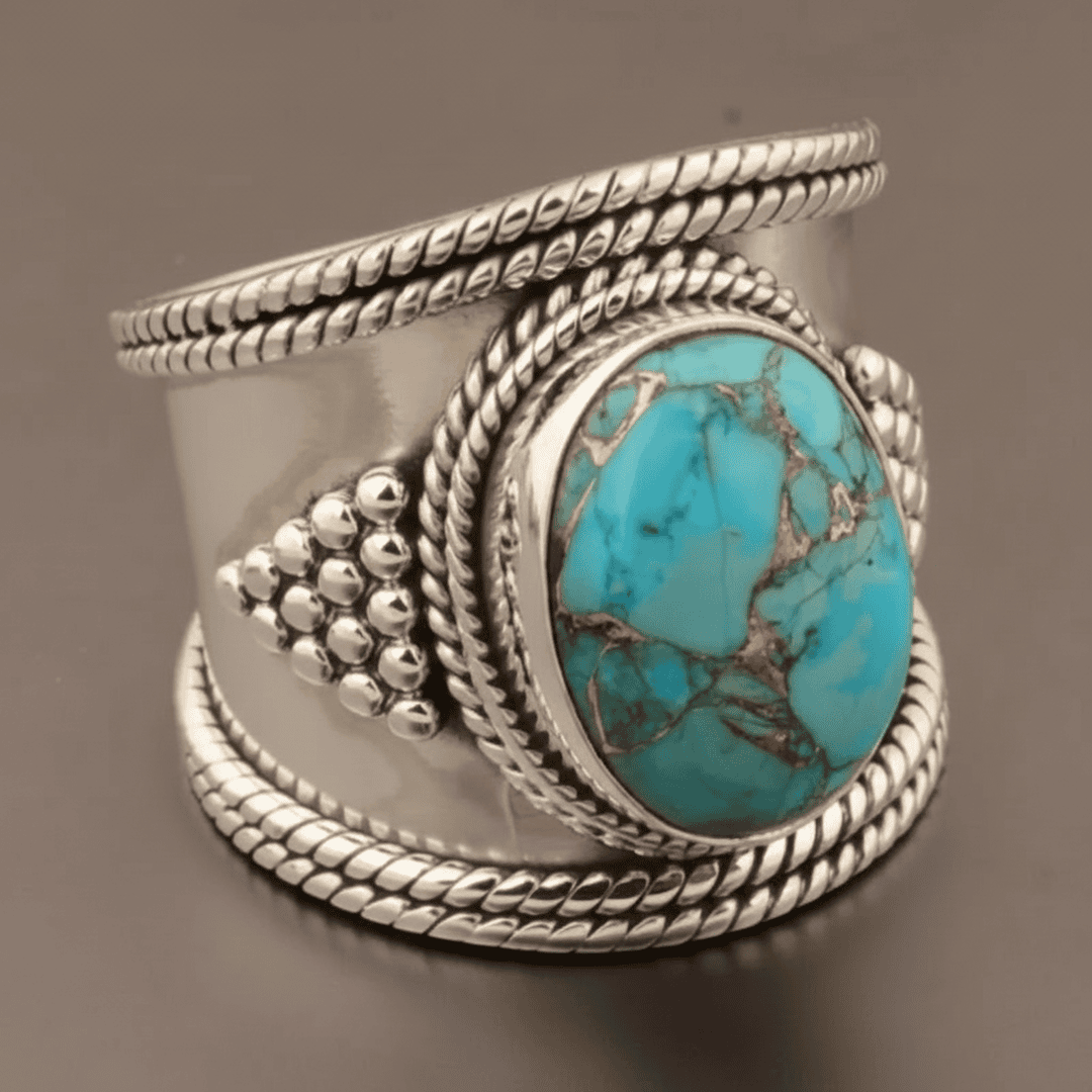 Anillo Retro Estilo Turquesa