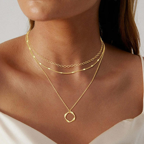 Collar Colgante Clásico de Capas Doradas