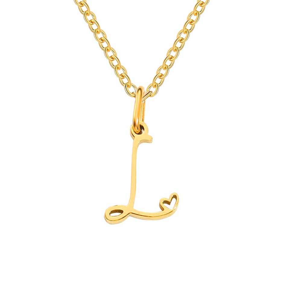 Collar de corazón con letra de oro
