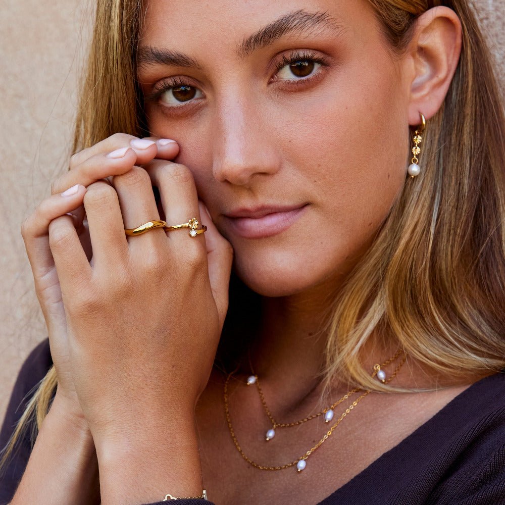 Anillo Pétalo Flor Dorada